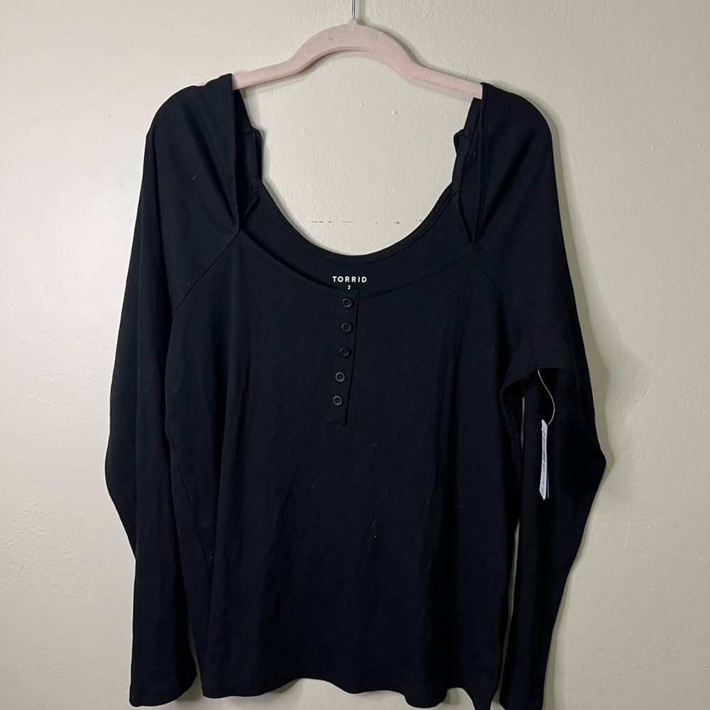 NWT Torrid‎ Black Long Sleeve Top size 2